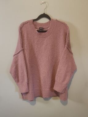 torrid mauve-pink bouclé crewneck sweater